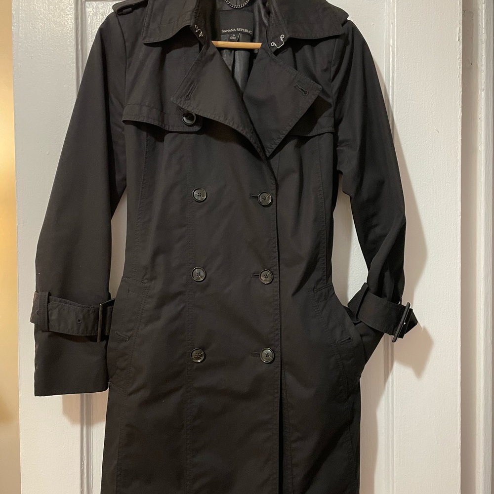 Banana Republic Limonta Trench Coat - Small, Black